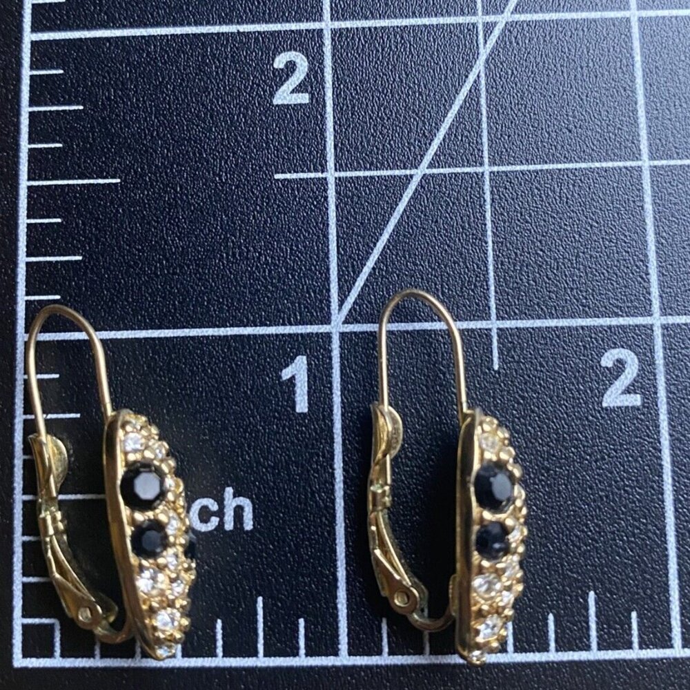 Vintage Swarovski for Avon Earrings Black Crystal Pave Gold Plated Drop Pierced - Picture 10 of 10